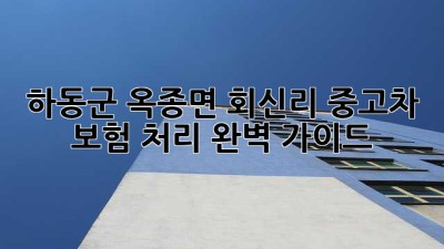 하동군 옥종면 회신리 중고차 보험 처리 완벽 가이드