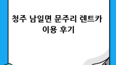 청주시 남일면 문주리 렌트카 추가요금 완벽 가이드